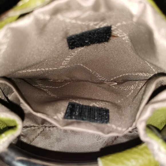 Olive/Silver Pebbled Leather Satchel EUC #265 - Picture 6 of 8